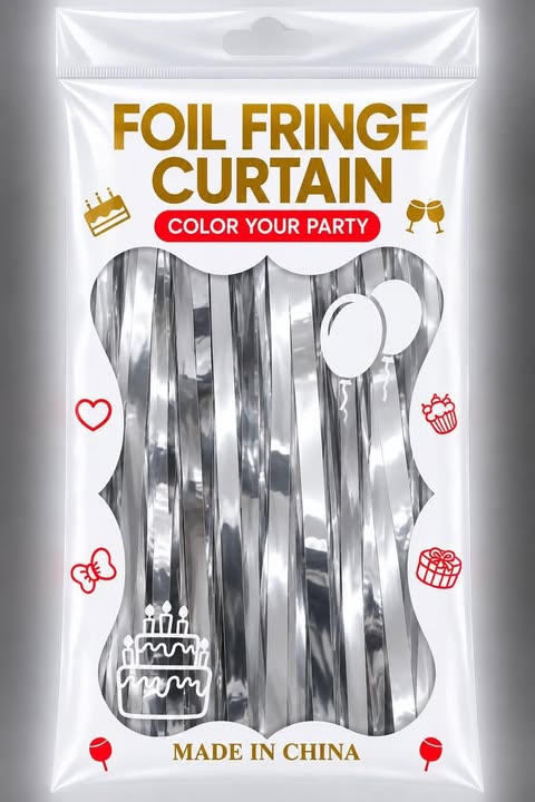 fringe curtain color silver