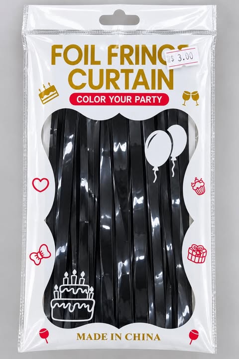 fringe curtain color black
