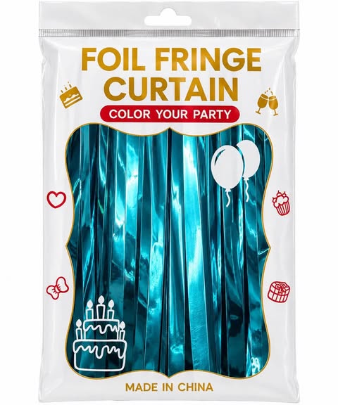 fringe curtain color light blue