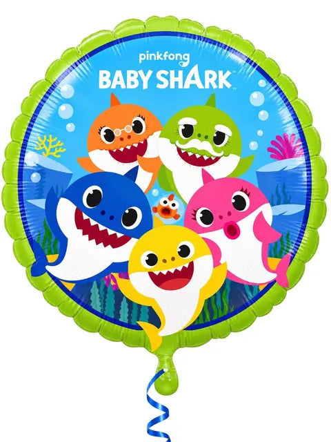 17" baby shark round balloon