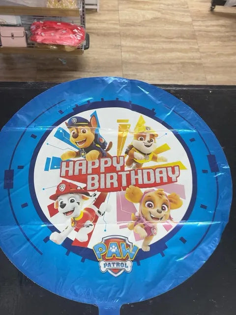 18" Happy birthday paw patrol round balloon
