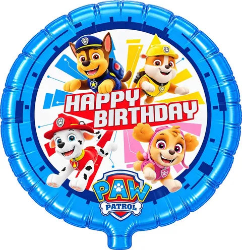 18" Happy birthday paw patrol round balloon