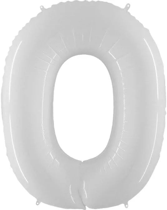 Number 0 foil balloon shade white